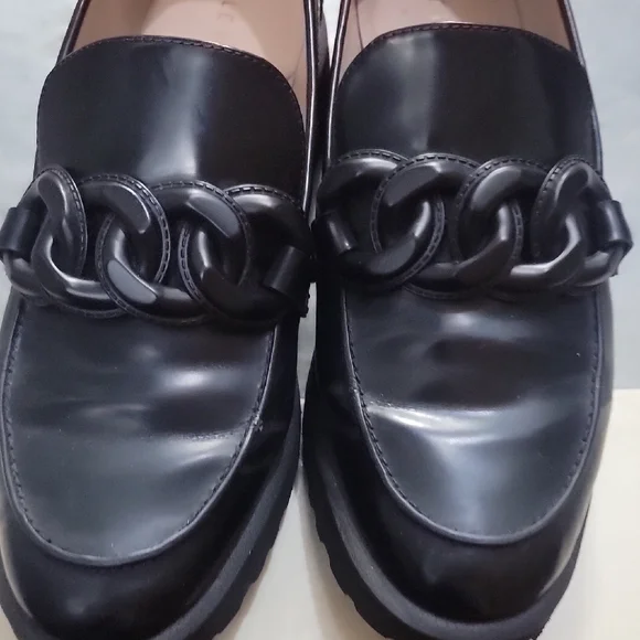 Cole Haan Black Leather Loafers with Chain Detail - Picture 3 of 3